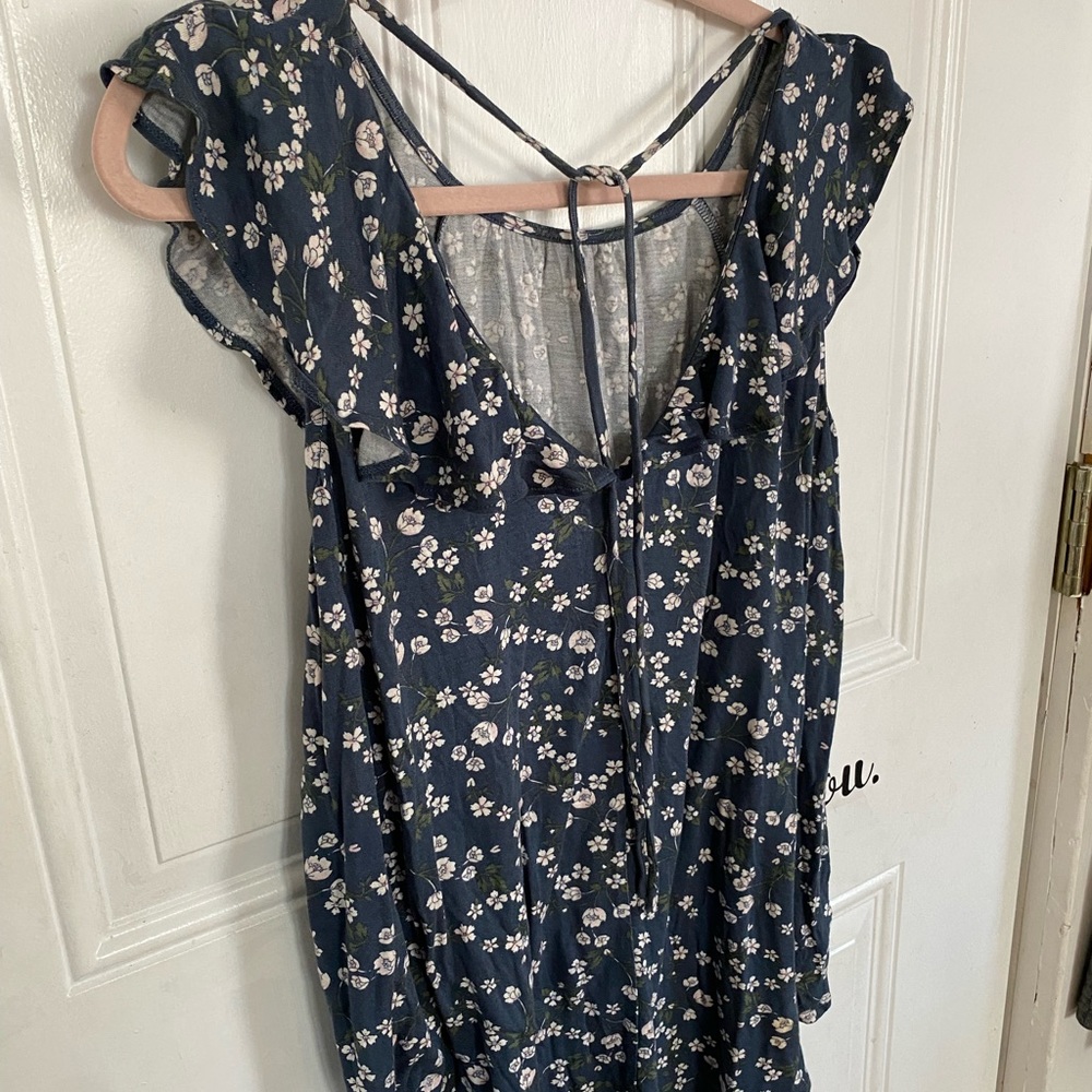 NWT Loft Outlet XL Spring Summer Sleeveless Blue Floral Blouse NEW